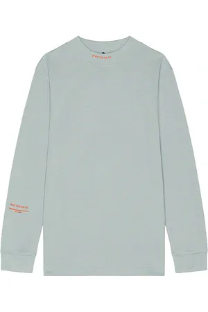 Whitespace Merino Baselayer Mockneck Tee in - Blue. Size L (also in M, S, XL/1X).
