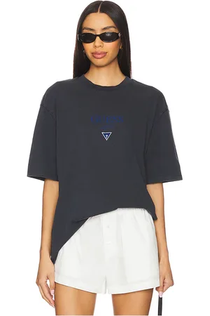 Guess Printed Baker Logo Tee in - Blue. Size L (also in M, S, XL/1X).