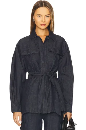 Susana Monaco Cargo Linen Jacket in - Navy. Size 0 (also in 2, 4).