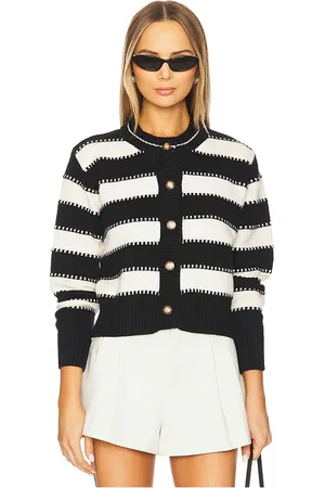 LINE & DOT Sofi Cardigan in - Black, White. Size L (also in S, XS).
