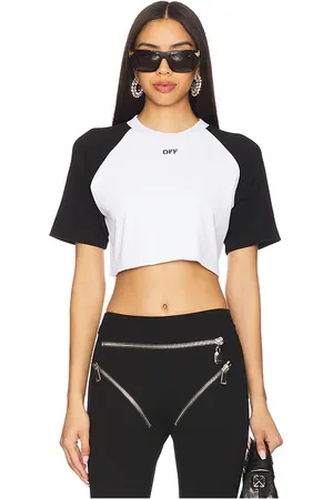 OFF-WHITE Off Bicolor Raglan Crop Tee in - Black,White. Size S (also in XS).