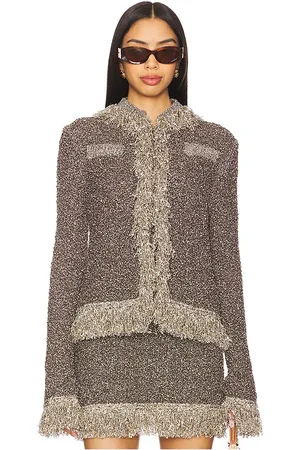 Asta Resort Bianca Fringe Jacket in - Brown. Size M (also in S, XS).