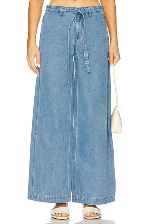SOVERE Everleigh Wide Leg Pant in - Blue. Size L (also in M, S, XL, XS).