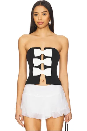 MAJORELLE Kora Bustier Top in - Black. Size L (also in M, S, XL, XS, XXS).