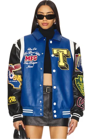 True Religion Color Block Puffer Bomber Jacket in - Blue. Size S (also in XXL/2X).