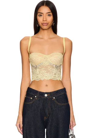 Des Phemmes Lace Bustier Top in - Lemon. Size 38/XS (also in 40/S, 42/M).