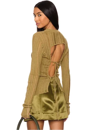 Des Phemmes Rib Long Sleeve Shirt in - Army. Size 38/XS (also in 40/S, 42/M, 44/L).