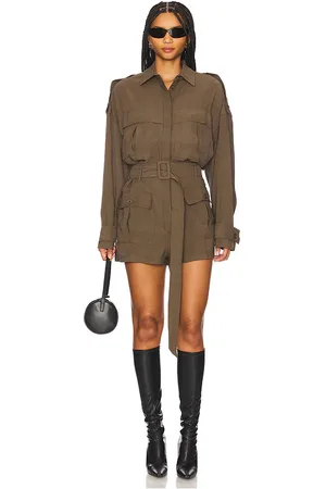 The Andamane Vania Playsuit in - Olive. Size 38/XS (also in 40/S, 42/M, 44/L).