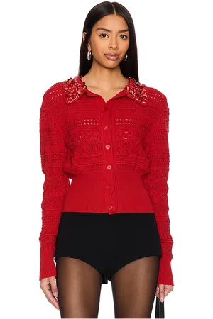 Des Phemmes Openwork Cardigan in - Red. Size 38/XS (also in 40/S).