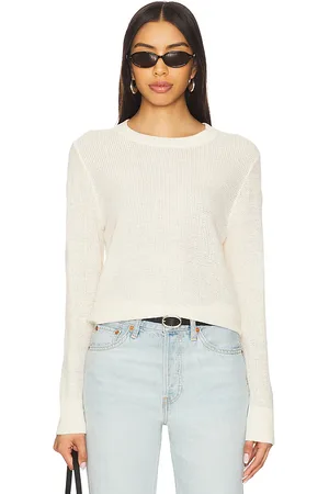 ENZA COSTA Linen Open Knit Crewneck Sweater in - . Size M (also in S, XS).