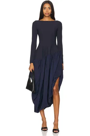 Simkhai Angela Longsleeve Combo Midi Dress in - Navy. Size L (also in M).