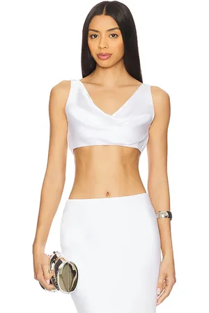 Norma Kamali Maria Cropped Top in - White. Size L (also in M, S, XS, XXS).