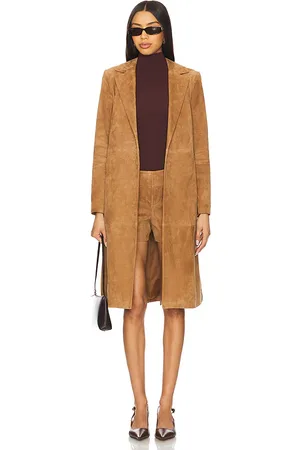 ALICE+OLIVIA Karley Suede Flare Wrap Coat in - NA. Size M (also in S, XS).