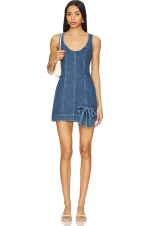 Show Me Your Mumu Bridgeport Bow Dress in - Blue. Size L (also in M, S, XL, XS).