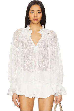 ALICE+OLIVIA Norah Peasant Blouse in - White. Size M (also in S).