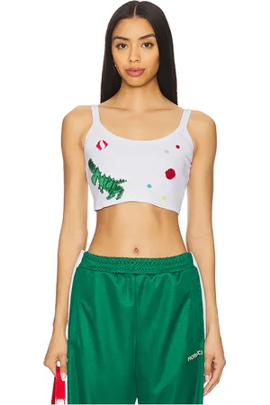 Fiorucci Multipatch Dinosaur Cropped Tank Top in - White. Size L (also in M, S, XS).
