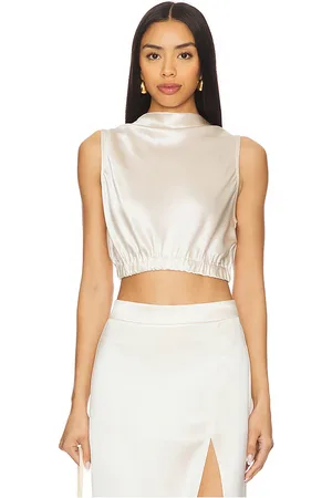 NONchalant Label Reese Crop Top in - Ivory. Size L (also in M, S, XL, XS).