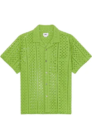 Obey Ayers Woven Eyelet Shirt in - Green. Size L (also in M).
