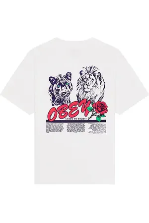 Obey Unite & Fight Tee in - White. Size L (also in M, S, XL/1X).