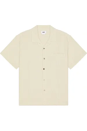 Obey Curtis Woven Seersucker Shirt in - Tan. Size L (also in M, S).