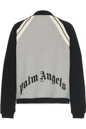 Palm Angels Curved Logo Track Varsity Jacket in - Grey. Size L (also in M, S, XL/1X).