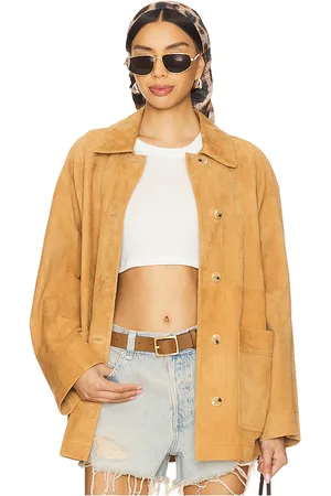 Free People X We The Free Annalise Suede Jacket in - Brown. Size S (also in XL).