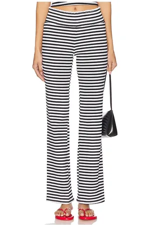 Frankies Bikinis Bambi Rib Pant in - Black,White. Size L (also in M, S, XL, XS, XXS).