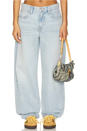 SLVRLAKE Ella Relaxed Curved Leg in - Blue. Size 25 (also in 26, 28, 30, 31, 32).