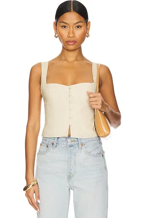 Tularosa Jess Top in - Beige. Size L (also in M, S, XL, XS, XXS).