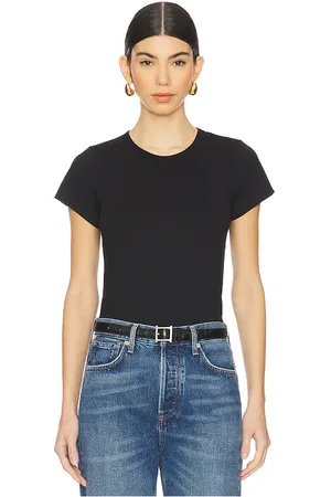 ÉTERNE Fitted Crewneck Short Sleeve Top in - . Size L (also in S, XL, XS).