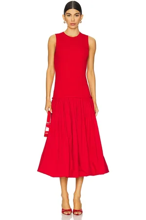 SIMON MILLER Yanez Poplin Combo Dress in - Red. Size L (also in S, XL, XS).