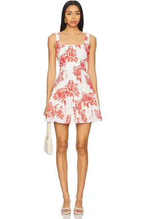 Milly Ariel Rose Embroidery Mini Dress in - Red,White. Size 4 (also in 6).