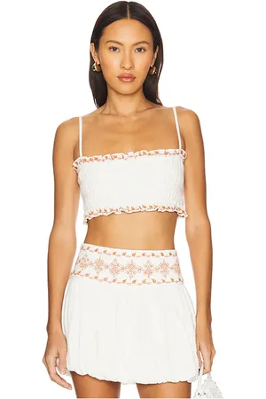 ROCOCO SAND Smocking Bandeau Top in - Ivory. Size L (also in M, S, XL, XS, XXS).