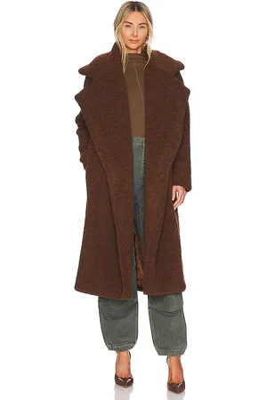 SNDYS X REVOLVE Teddy Coat in - Chocolate. Size M (also in S).