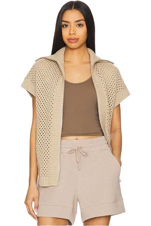 Varley Gianna Zip Through Vest in - Beige. Size L (also in M, S, XL, XS).