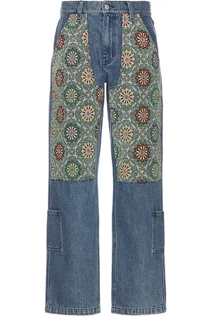Pleasures Floral Ultra Double Knee Work Pant in - Blue. Size 28 (also in 30).