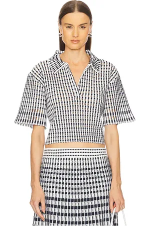 Simkhai Adley Cropped Polo in - Navy. Size L (also in M, S, XS).