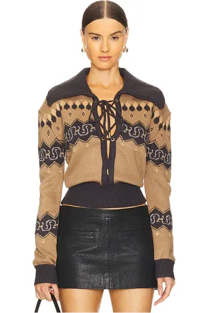 Understated Leather Nordic Cowboy Sweater in - Tan. Size L (also in M, XL).