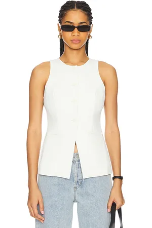 GOOD AMERICAN Luxe Suiting Sculpted Vest in - Ivory. Size L (also in M, S, XL/1X, XS, XXXL/3X).