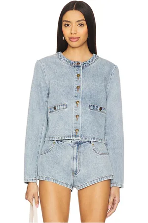 Amanda Uprichard Long Sleeve Braswell Top in - Blue. Size L (also in M, S, XL).
