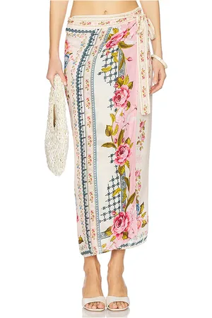 Agua Bendita Zinna Sarong in - Cream,Pink. Size all.