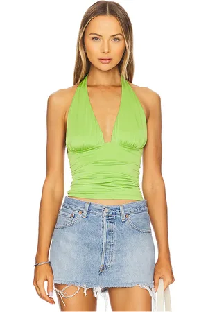 GOOD AMERICAN Slinky Jersey Halter Top in - Green. Size L (also in M, S, XS, XXL/2X, XXXL/3X, XXXXL/4X).