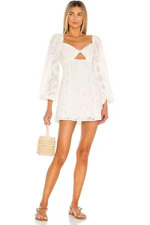MAJORELLE Lizzy Mini Dress in - Ivory. Size L (also in M, S, XL, XS).