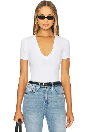 GOOD AMERICAN Deep V Bodysuit in - White. Size L (also in M, S, XS, XXL/2X, XXXL/3X, XXXXL/4X).