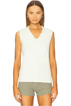 Varley Kay Cable Knit Vest in - Cream. Size L (also in M, S, XS).