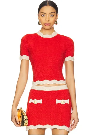 Retrofete Iyla Knit Top in - Red. Size M (also in S, XS).