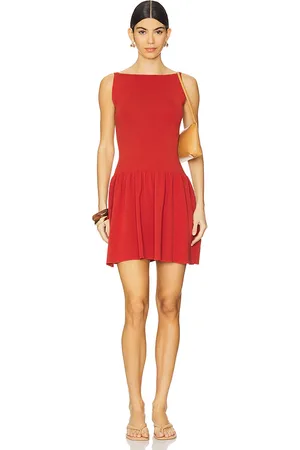FAITHFULL THE BRAND Monique Mini Dress in - Brick. Size L (also in M, S, XL, XS).