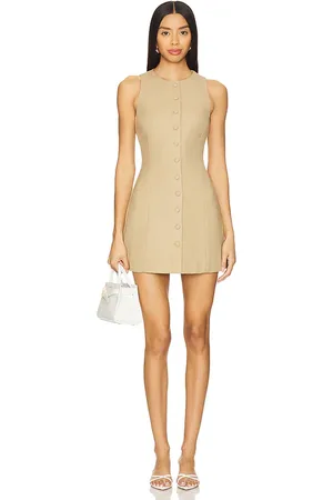 FAITHFULL THE BRAND Eveline Mini Dress in - Beige. Size L (also in M, S, XL).