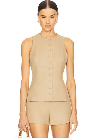 FAITHFULL THE BRAND Eveline Vest in - Beige. Size L (also in M, S, XL, XS).