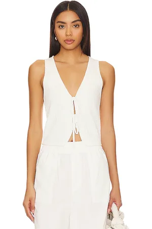 Show Me Your Mumu Time Out Tie Top in - White. Size L (also in M, S, XL, XS, XXL).